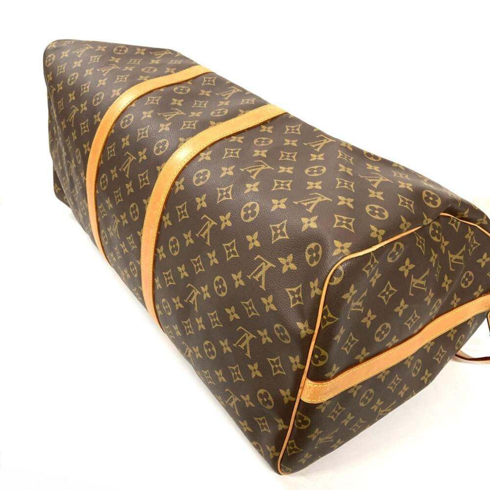 LOUIS VUITTON Authentic Brown Monogram Leather Keepall 60 Boston Bag - Picture 3 of 9